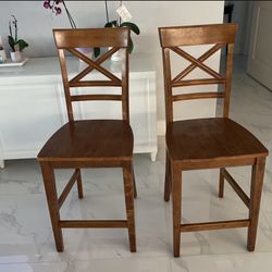 2 Wood Bar Stools