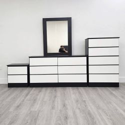 Juego de Muebles (Comoda con Espejo, Gabetero y 1 Mesita de Noche) ⭐️ Furniture Set (Dresser whit Mirror, Chest and 1 Nightstands)