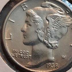 ☆1938~D~10c ~ Mercury dime  Full band☆
