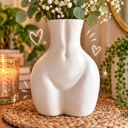 💕 White Female Ceramic Silhouette Body Vase 💕