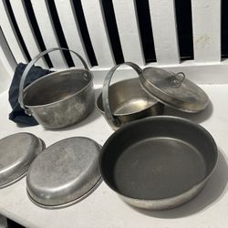 OPEN  COUNTY Vintage Aluminum/ Tin Camping Cookware 6 Pc  
