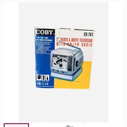Coby 5" Black & White TV With AM/FM Radio . New . Open Box .