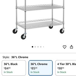 Heavy duty 3 tier rolling cart chrome