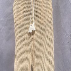 NWOT Haute Hippie crochet beach cover-up pants, wide-leg drawstring waist 