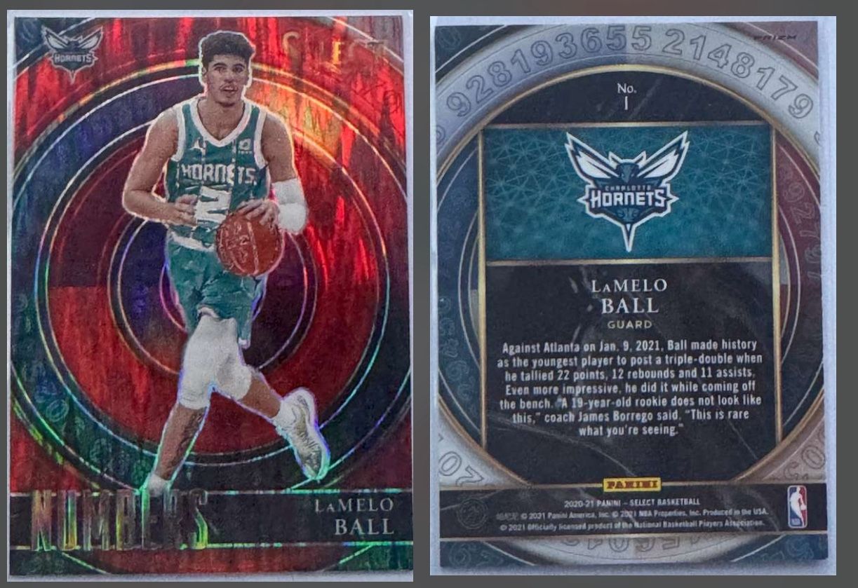 2020-21 Panini Select - LaMelo Ball - Numbers - Red Flash Prism