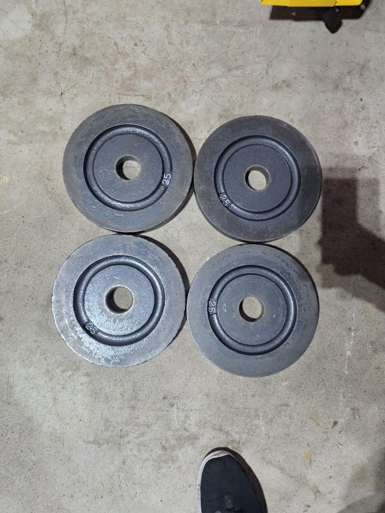 Vintage milled york 100lbs Olympic 2" weights