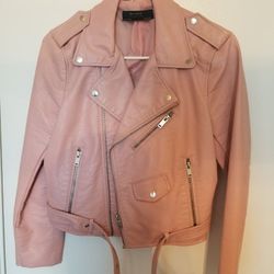 Zara pink faux leather jacket