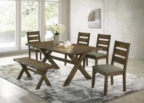 Solid Wood Dinning Set With Table Four Chairs And Bench