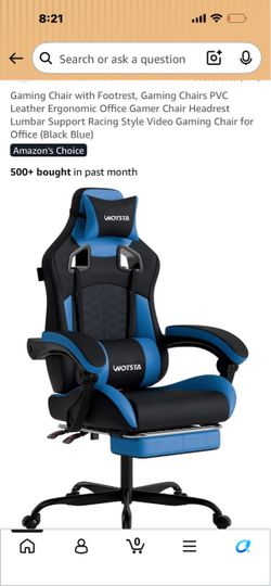 Wotsta Gaming Chair with Footrest Black Blue
