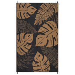 9x18 - Tropical Leaf Area Rug Black and Tan