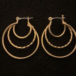 Gold Plated Triple Hoops Earrings 