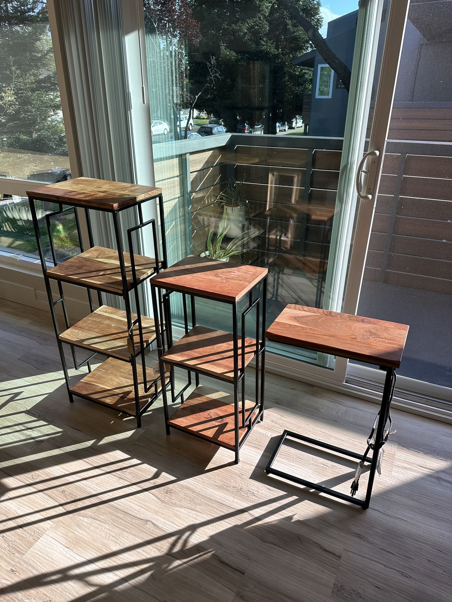 3 Wooden Stands or End Table with Charging Station