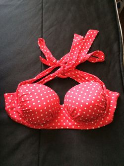 Red Poke a dot Bikini Top