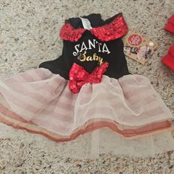 Brand New Size S Santa Baby Dress And Santa Paws Red Hoodie For Pet