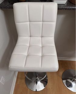 White Faux Leather Adjustable Bar Stool (Set of 4)