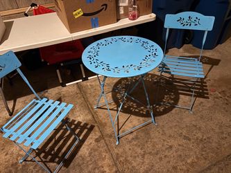 Turquoise Table and 2 Chairs