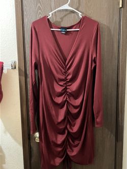 Burgundy Sun Dress With Long Sleeves