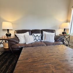 Leather Couch And Chair/Ottoman Set