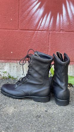 Vtg Ro Search Combat Boots 10 1/2 Mens Black Leather 1986 Military Lug Sole