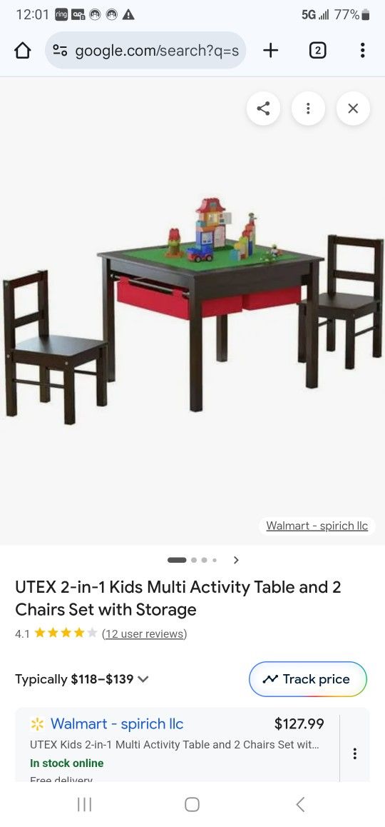 UTEX 2-in-1 Kids Multi Activity Table and 2 Chairs Set