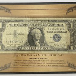 1957B $1 Silver Certificate – U.S. Note in Collector Display w/ COA