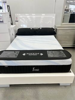 Full White Bed with LED Light