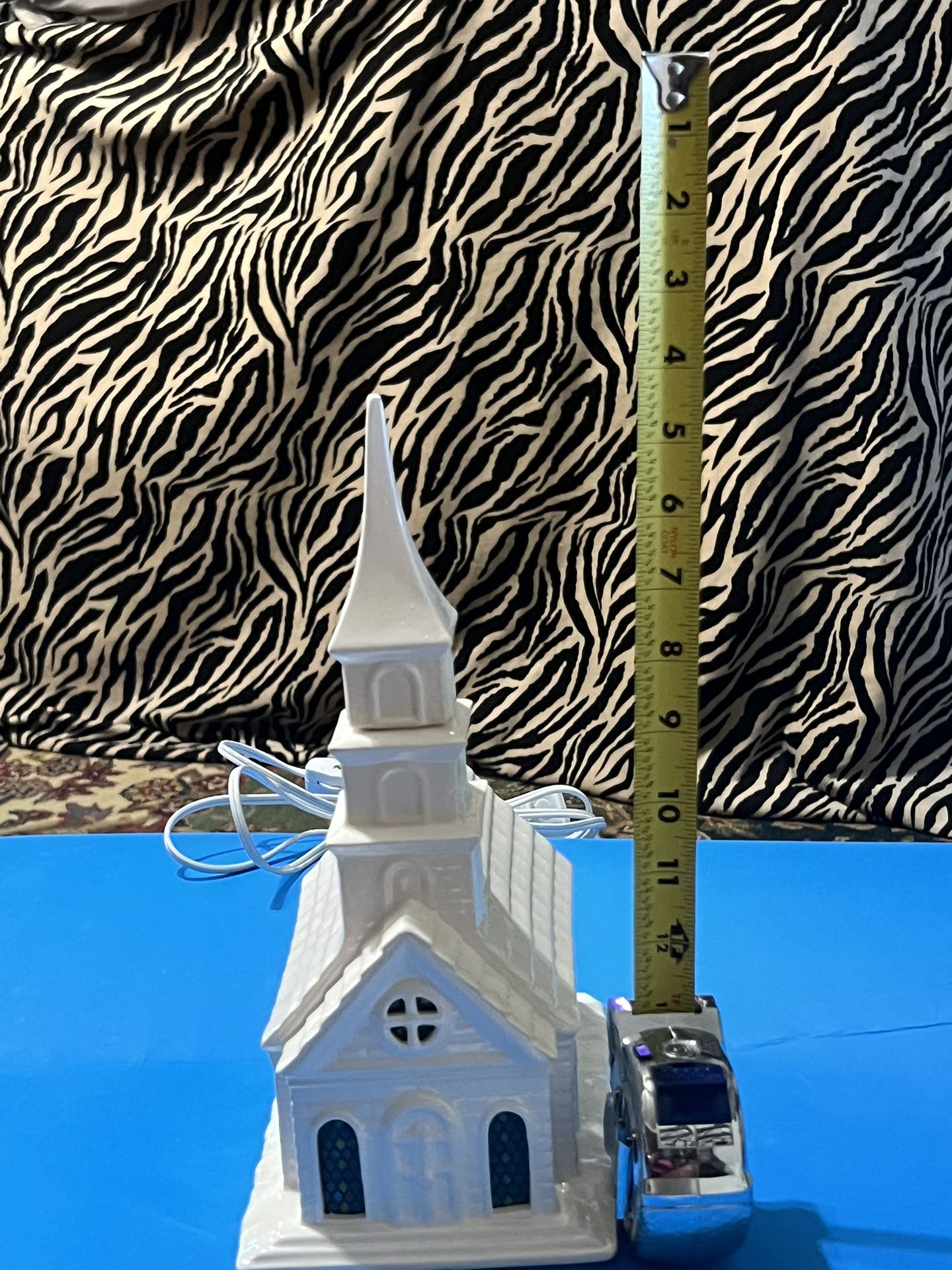 White Church With Music Box and Light Up interior