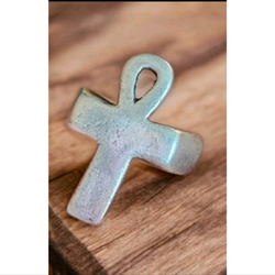 Vintage 70’s Mexico Sterling Silver Ankh Ring Size 12