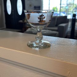 Libby Golden Foliage Stemmed Frosted Sherbet Dish