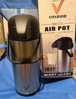 Vondior 102oz Stainless Steel Airpot - 3L Thermal Coffee Carafe with Pump