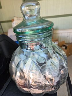 Large green Glass cookie jar