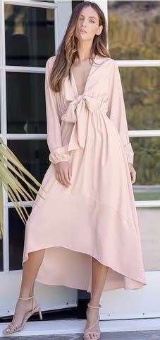 Lulus Blush Pink Tie Front Dress 🌸 Flowy + Feminine (Size L/$70 Retail)