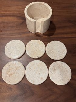 Marble Coaster Set with Holder