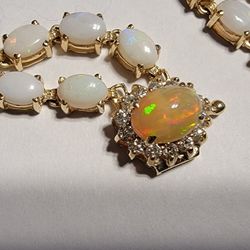 14k Gold Natural Opal Bracelet. 