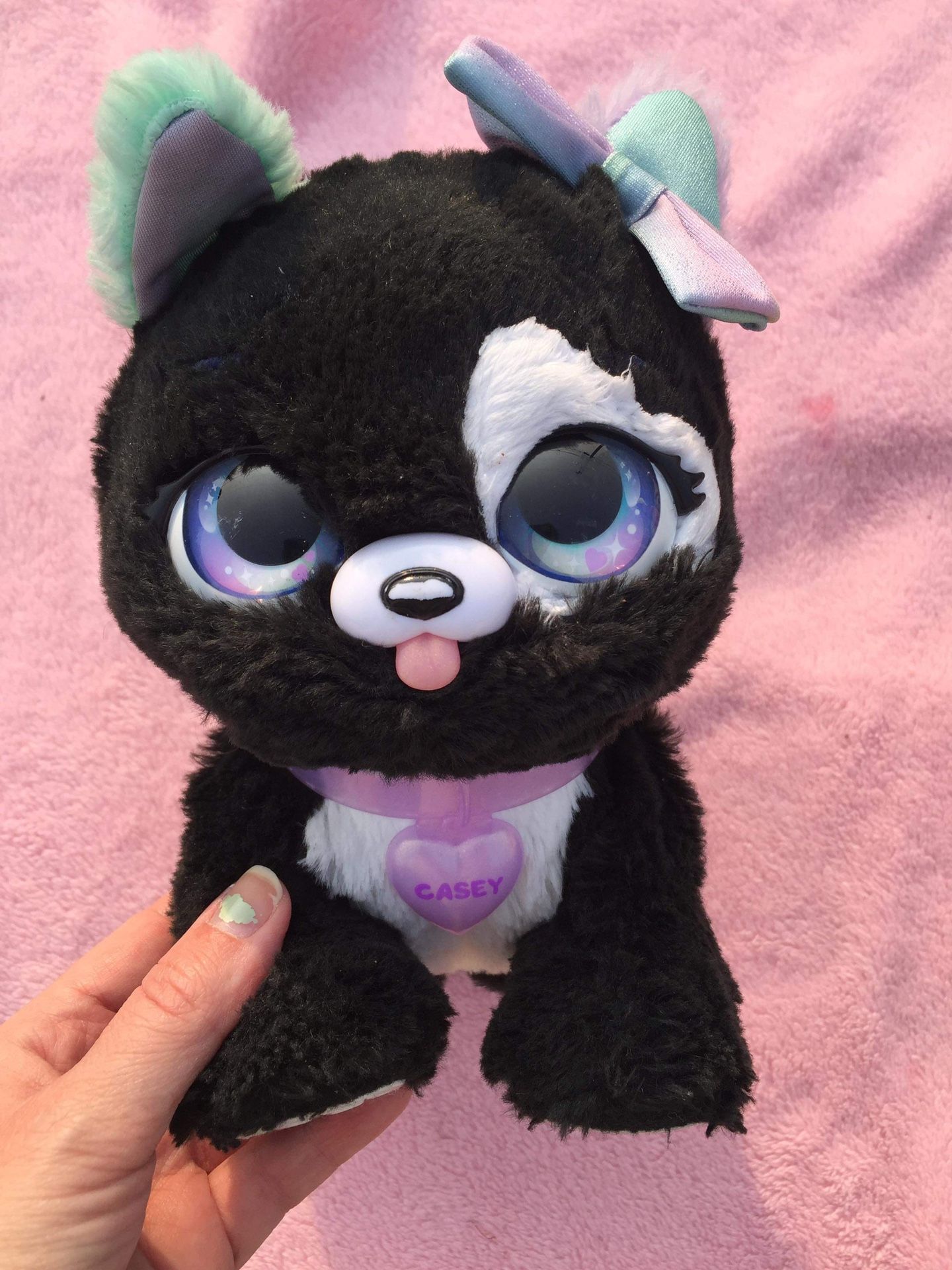 Present Pets Casey Dog Black Glitter Puppy Interactive Animated Plush Toy