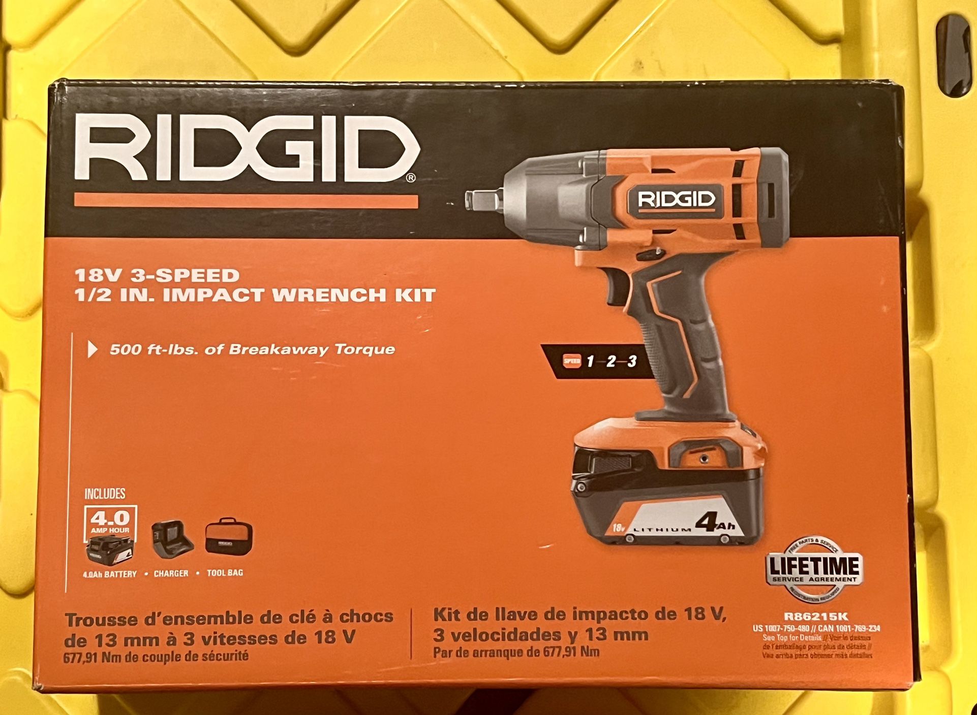 RIDGID 18V 1/2" Impact Wrench Cordless 3 Speed w/ Battery & Charger R86215k