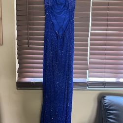 Royal Blue Strapless Sequin Prom dress