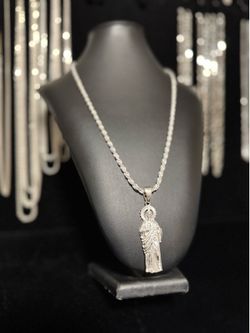 925 Italy silver rope chain with San Judas