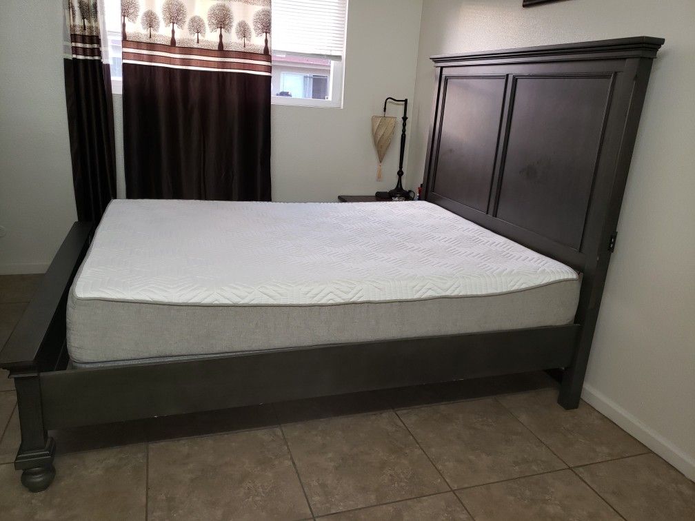 Brand new queen bed frame with usb connection + mattress + box spring