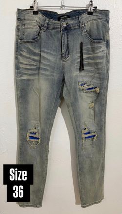 AMIRI BLUE PATCH DISTRESSED JEANS NEW COLLECTION