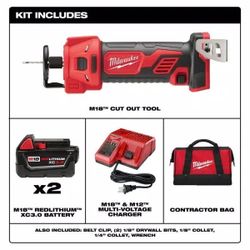 Milwaukee M18 18-Volt Lithium-Ion Cordless Rotary Cut Out Tool Kit with Two 3.0 Ah Batteries, Charger and Tool Bag
