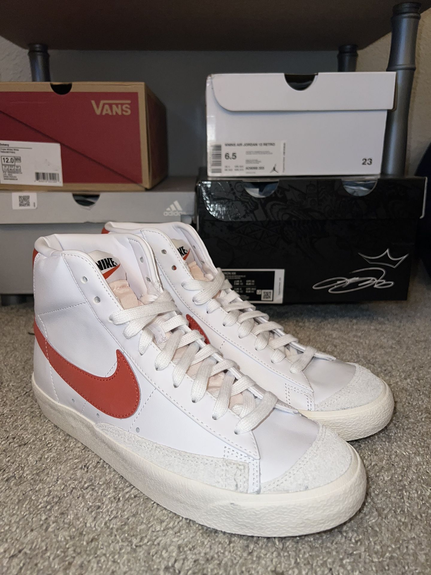 Nike Blazer Mid '77 White Sail Cinnabar Orange Shoes DZ4408-100, Women Size 9
