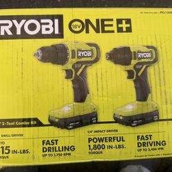 RYOBI ONE+ 18V Cordless 2-Tool Combo Kit with Drill/Driver, Impact Driver, (2) 1.5 Ah Batteries, and Charger