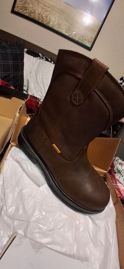 Brown Leather Pull-On Work Boot