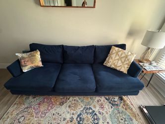West Elm 86" Blue Velvet Couch