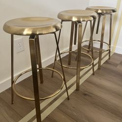 Bar Stools, Industrial / Gold Finish