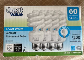 Great Value 60W CFL Soft White Bulbs 4-Pack