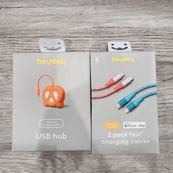 2pk Heyday USB hub and 2pk cables