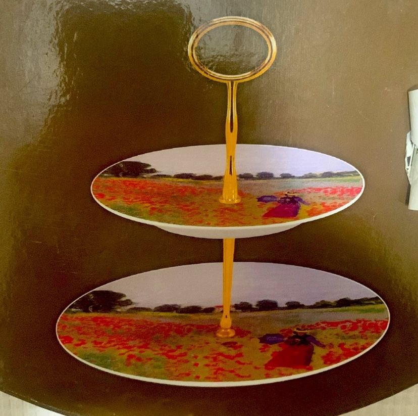 2 Tier Cake, pastry or candy Stand. Ceramic New In Original Box.