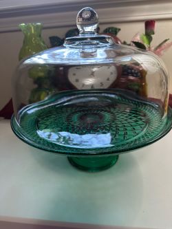 Vintage Anchor Hocking glass cake set/punch bowl